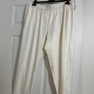 PESERICO Women Classic Cream linen pants size women 50